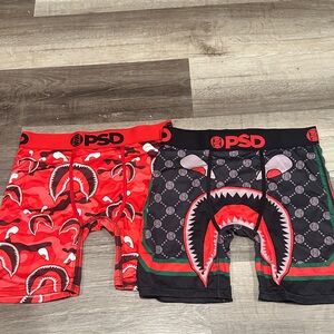PSD Red & Black Shark Graphic Boxer Briefs - 2 Pack